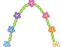 Арка из шаров с гелием в виде гирлянды с цветами из линкингов
